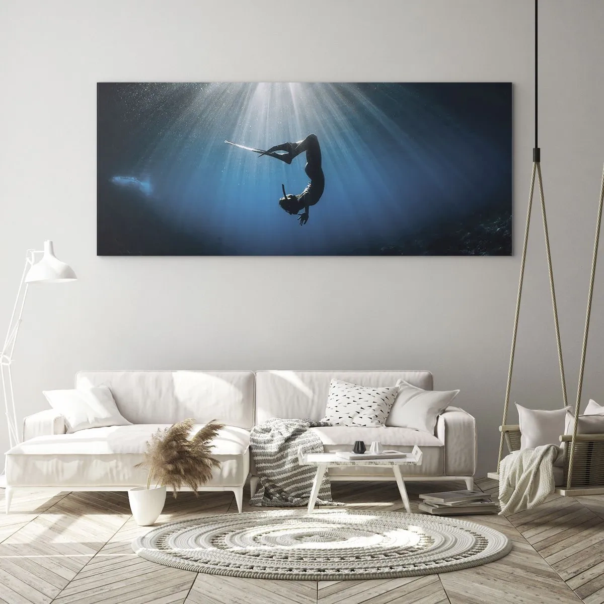 Quadro em vidro - Dança subaquática - 140x50 cm