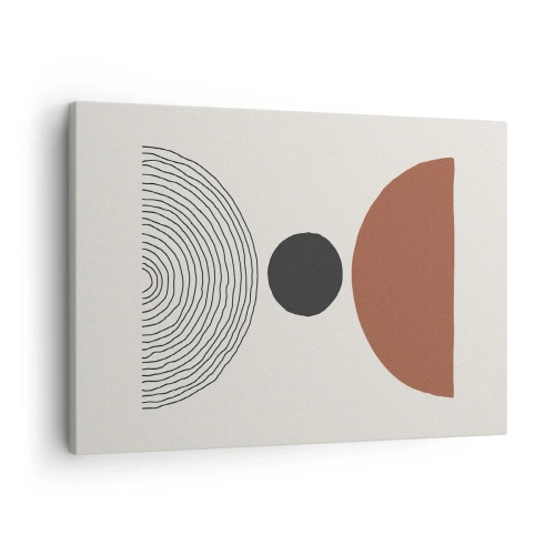 Quadro em tela - Figuras geométricas abstratas em cores quentes - 70x50cm - Em destaque - Decoração de parede moderna para a sala de estar e quarto ARTTOR