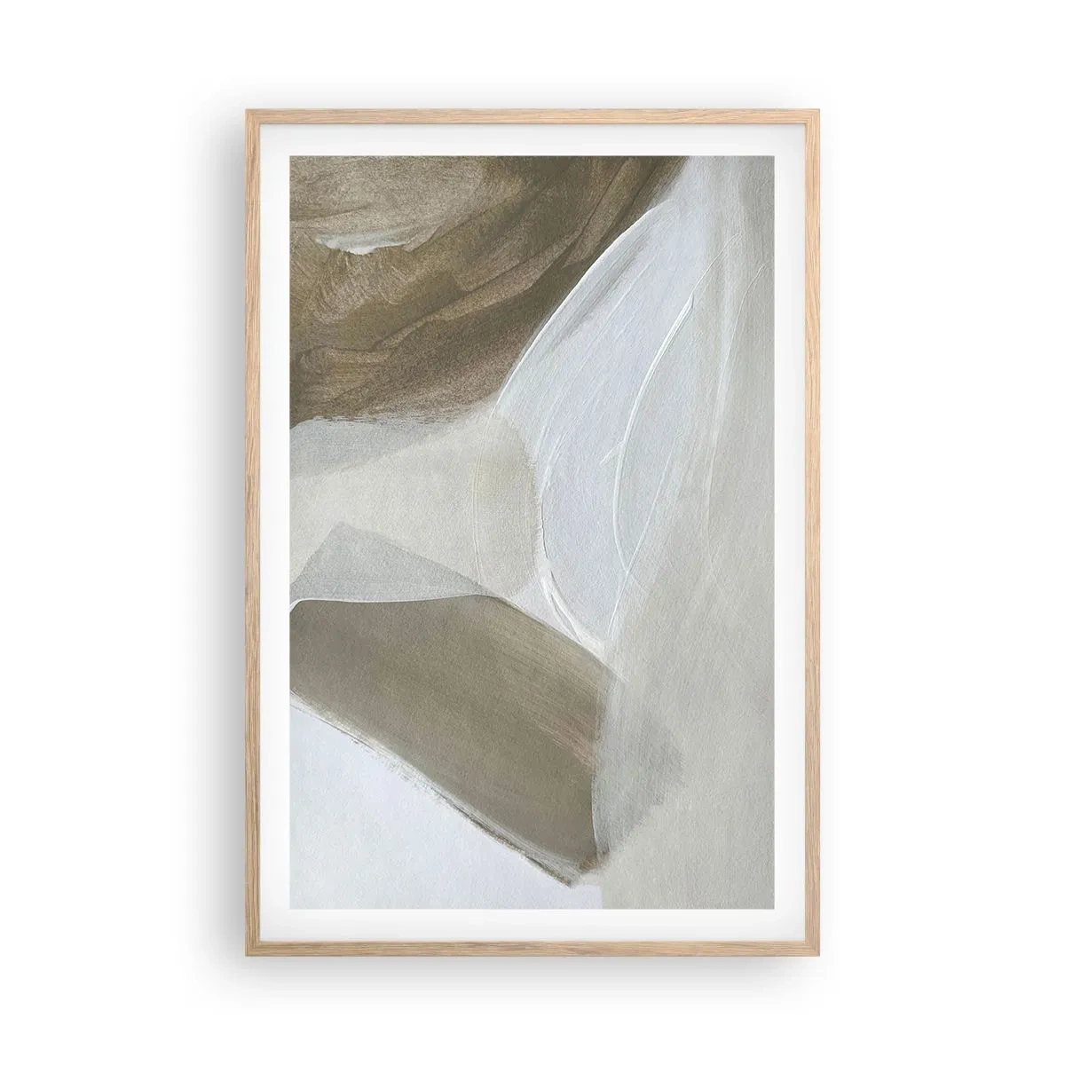 Pôster com moldura de carvalho claro - Uma onda de branco - 61x91 cm