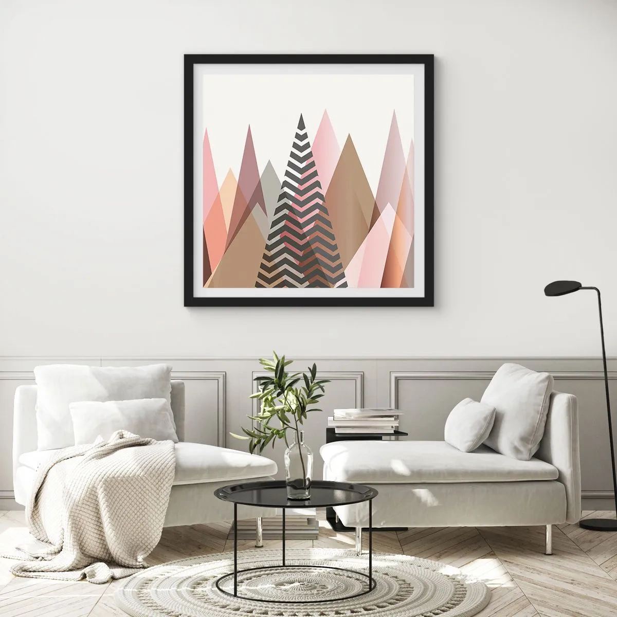 Pôster com moldura preta - Vista piramidal - 50x50 cm