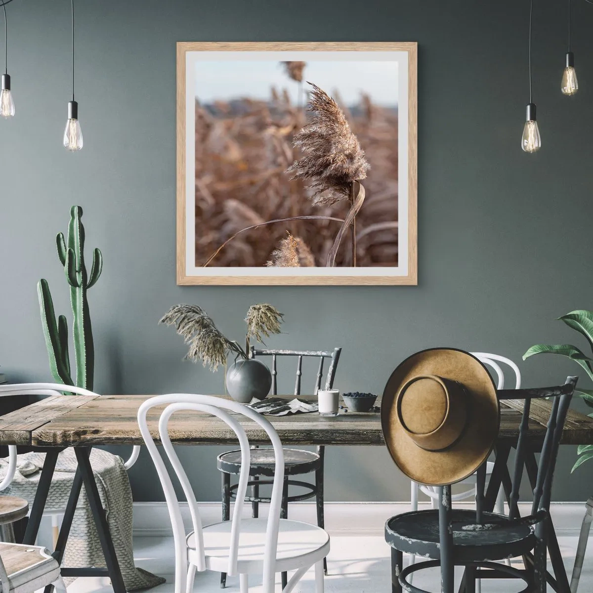 Pôster com moldura de carvalho claro - É hora de voar com o vento - 40x40 cm