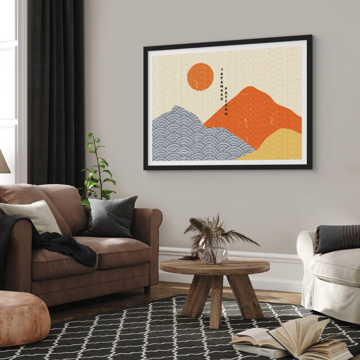 Pôster com moldura preta - No espírito japonês - 70x50 cm