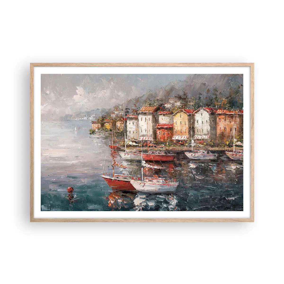 Pôster com moldura de carvalho claro - Refúgio romântico - 100x70 cm