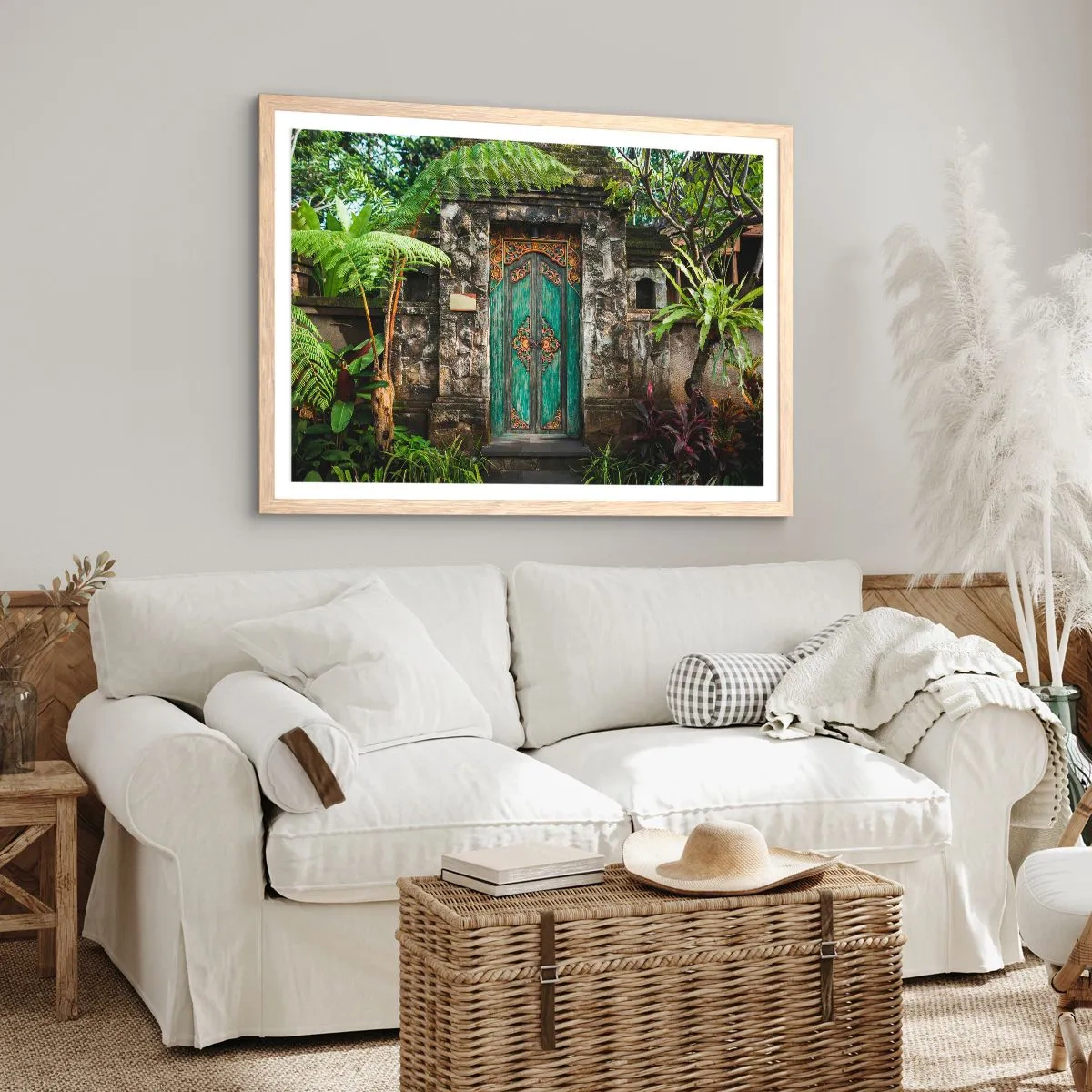 Pôster com moldura de carvalho claro - Portas para um mundo exótico - 91x61 cm