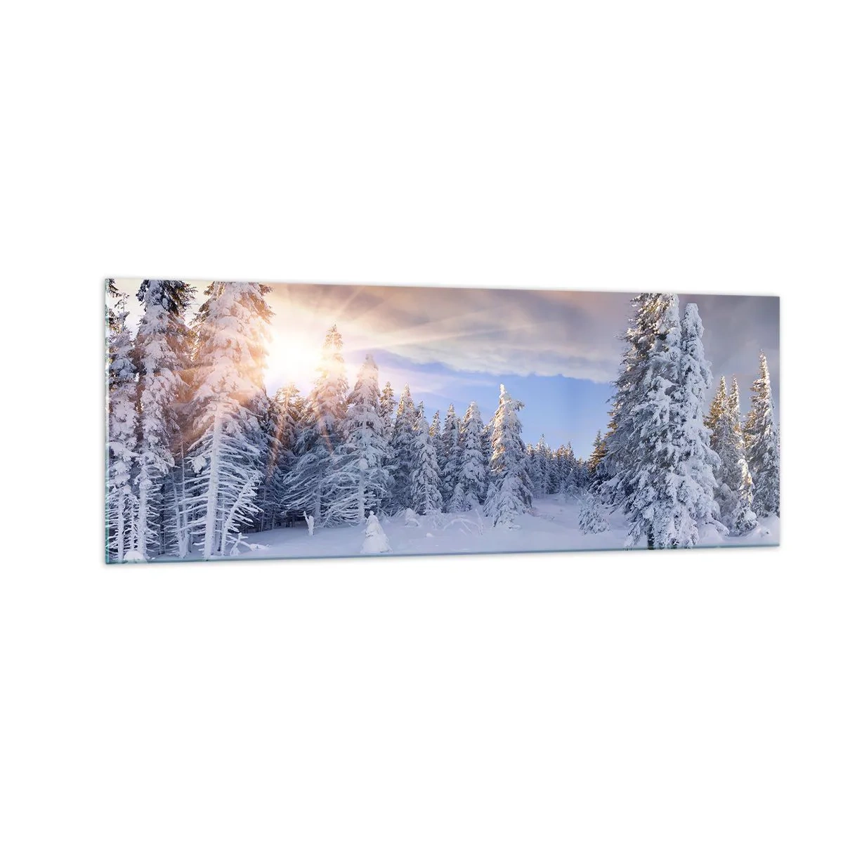 Quadro em vidro - Espetáculo de neve da natureza - 140x50 cm