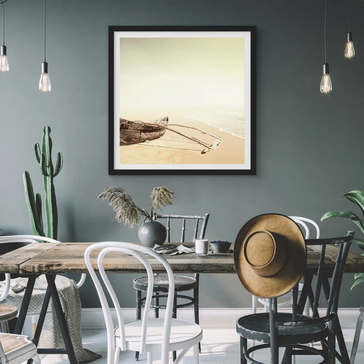 Pôster com moldura preta - Memória dos mares do sul - 60x60 cm