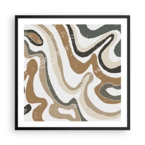 Pôster com moldura preta - Meandros de cores da terra - 60x60 cm