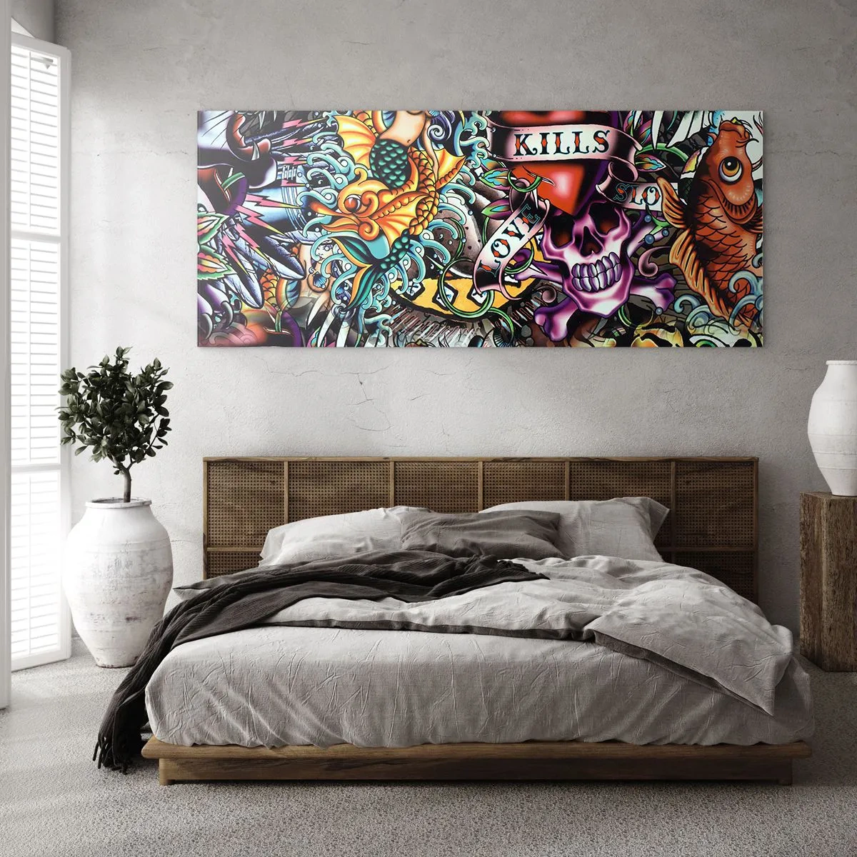 Quadro em vidro - O sonho do tatuador - 100x40 cm
