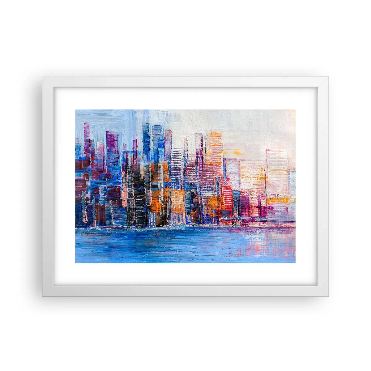 Pôster em moldura branca - Metrópole alegre - 40x30 cm