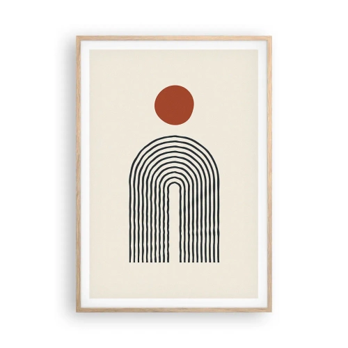 Pôster com moldura de carvalho claro - Magnetismo de formas e cores - 70x100 cm