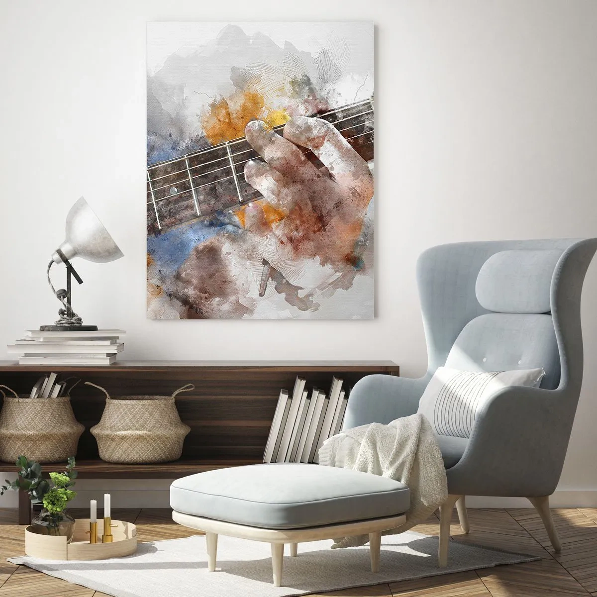 Quadro em vidro - Poesia entre as cordas - 50x70 cm