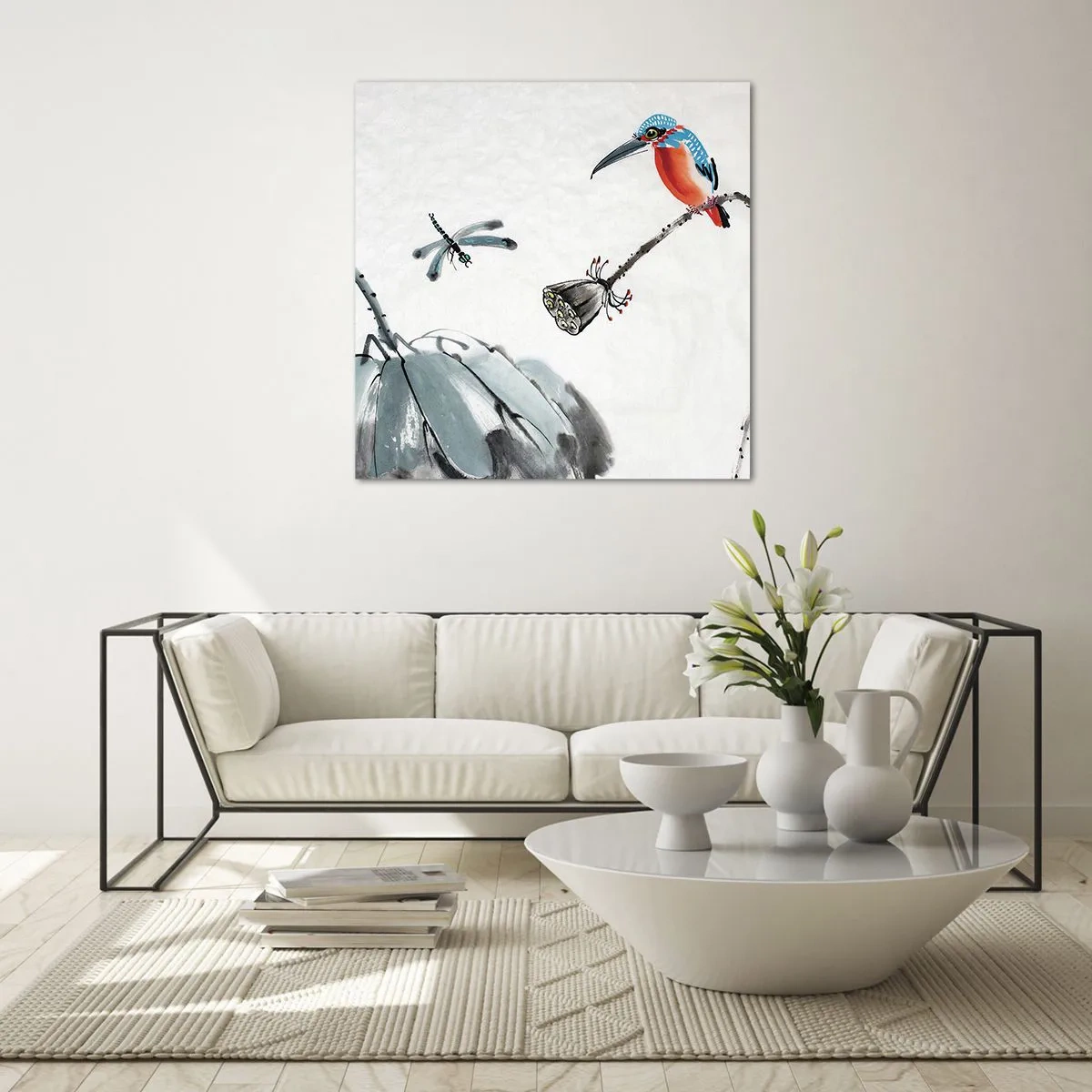 Quadro em vidro - A vida do prado - 60x60 cm