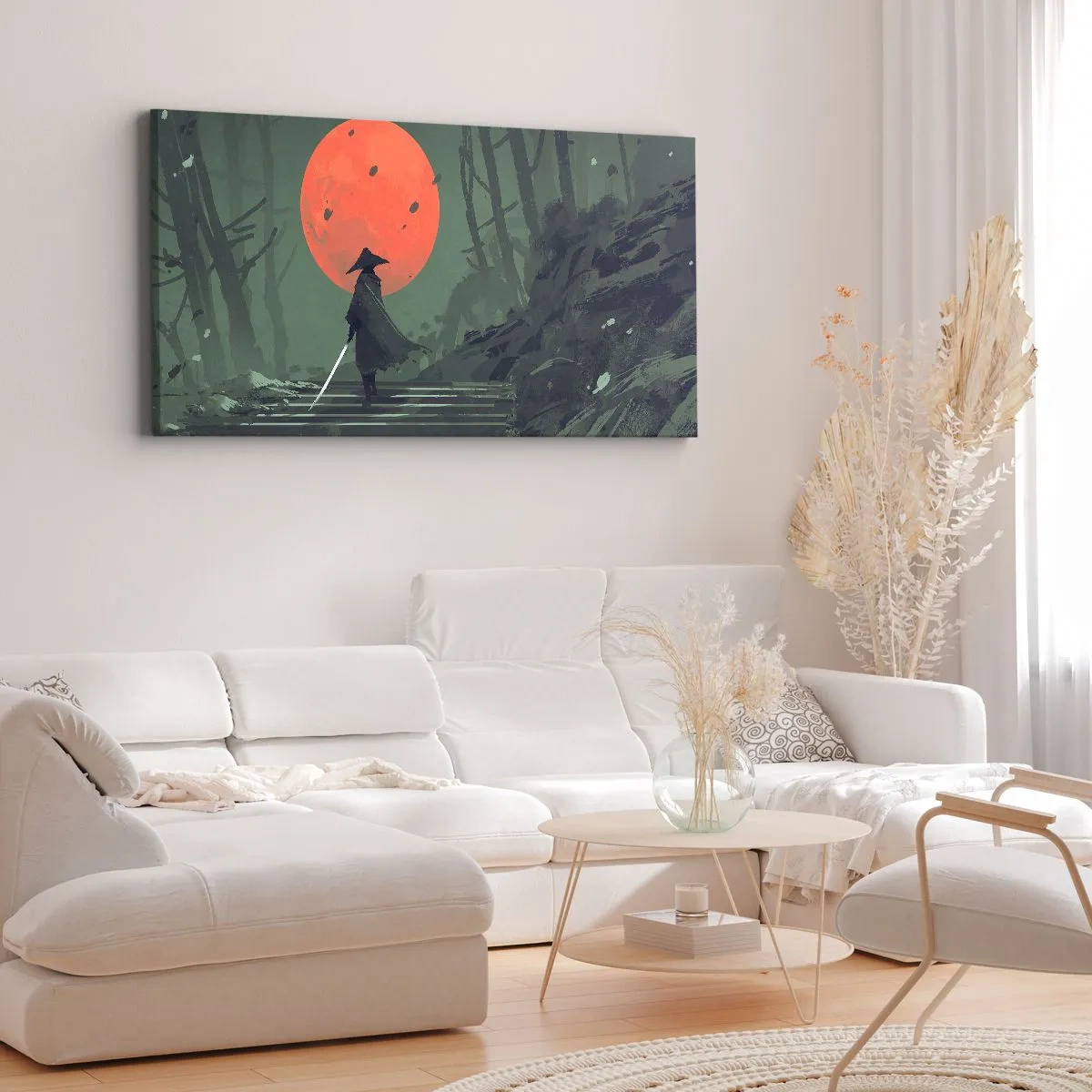 Quadro em tela - O guerreiro da lua vermelha - 100x40 cm