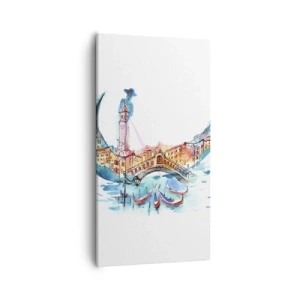 Quadro em tela - Navegamos pela cidade - 55x100 cm