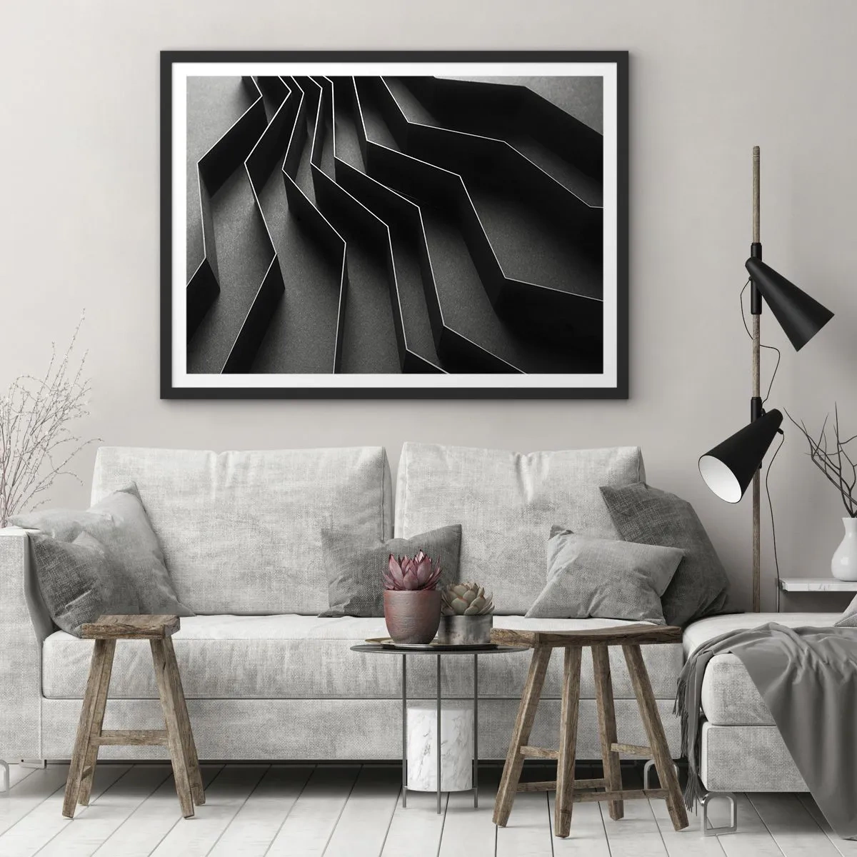 Pôster com moldura preta - Ordem espacial - 91x61 cm