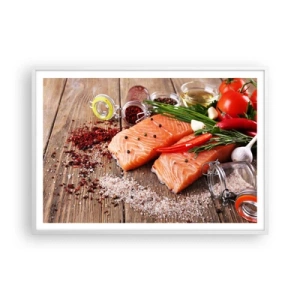 Pôster em moldura branca - Aventura norueguesa na cozinha - 100x70 cm