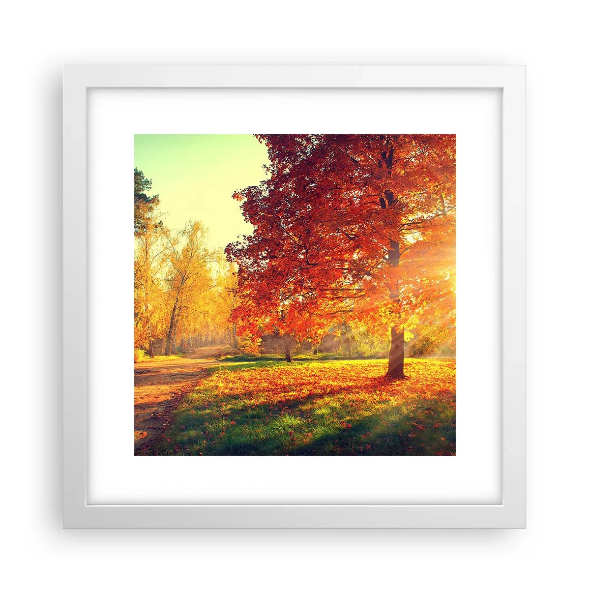 Pôster em moldura branca - O vermelho é lindo - 30x30 cm