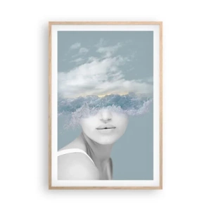 Pôster com moldura de carvalho claro - Com a cabeça nas nuvens - 61x91 cm