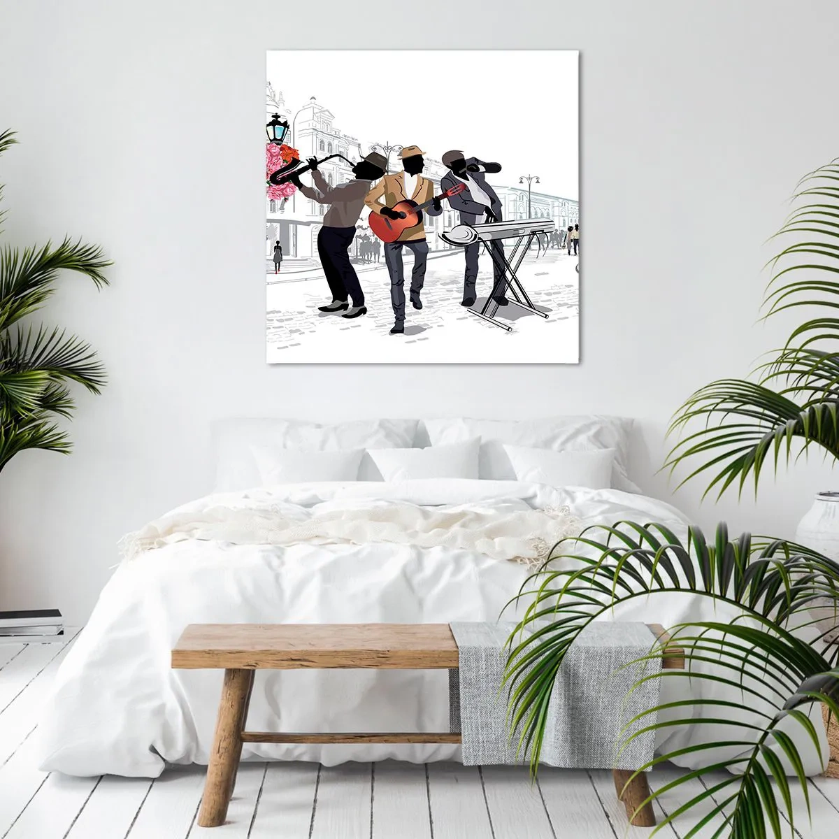 Quadro em tela - Música de rua - 30x30 cm