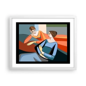 Pôster em moldura branca - Um momento de confiança - 50x40 cm