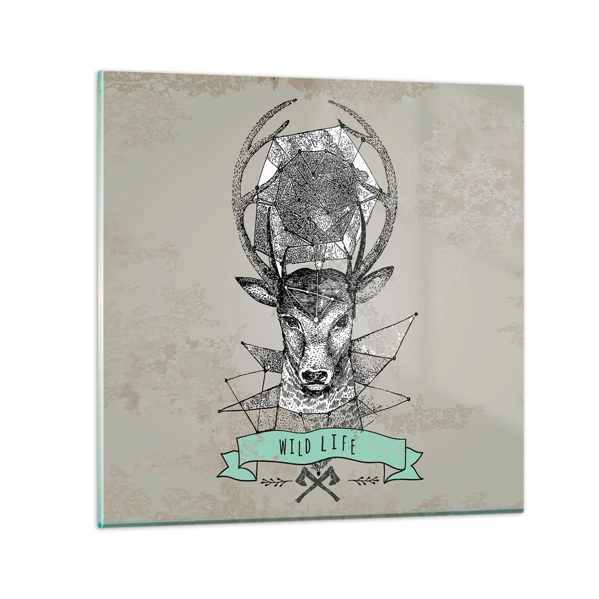 Quadro em vidro - A Visão de Santo Hubertus - 40x40 cm