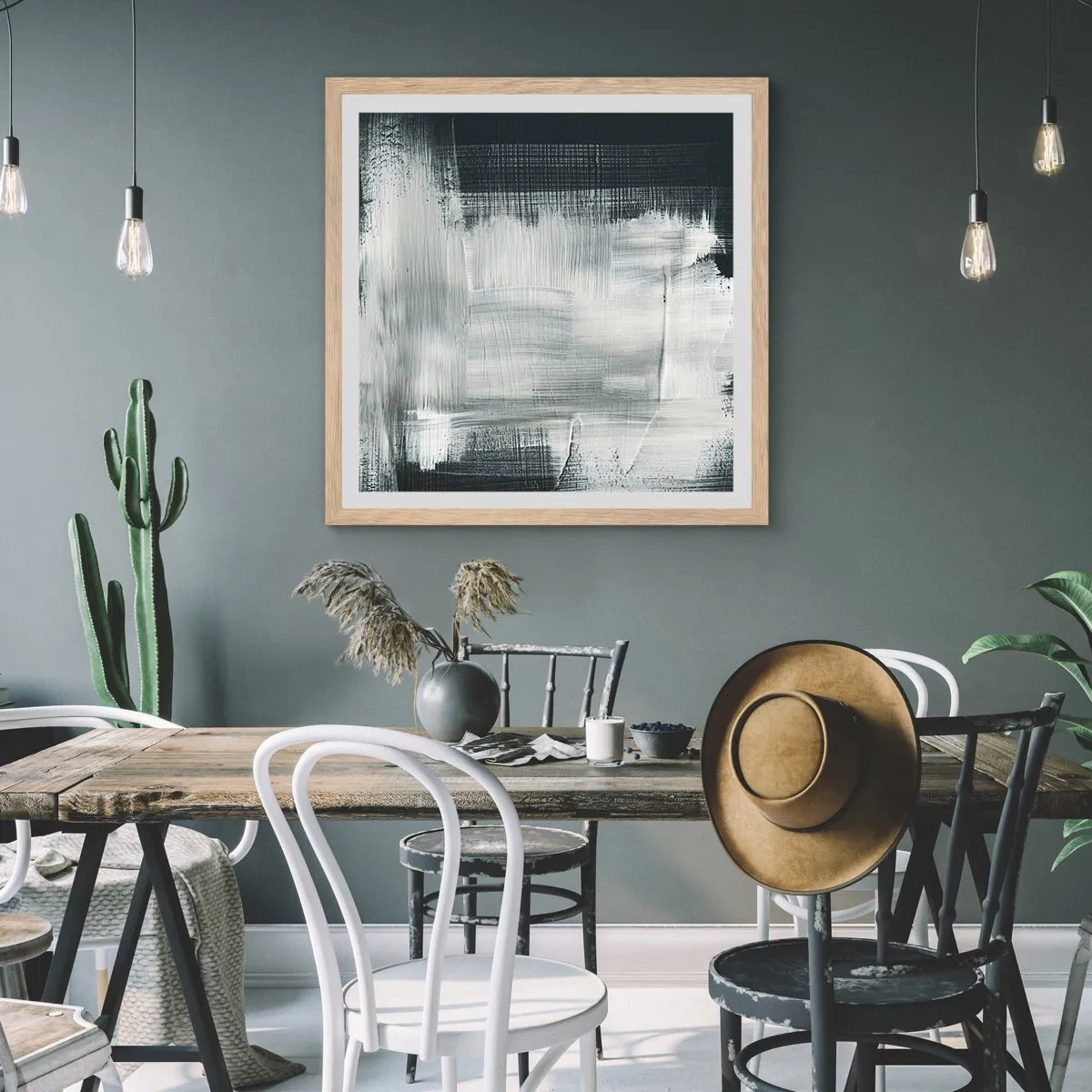 Pôster com moldura de carvalho claro - Entrelaçado na vertical e horizontal - 30x30 cm