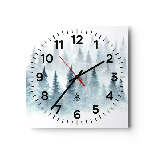 Relógio de parede - Relógio em vidro - Envolto no nevoeiro - 40x40 cm