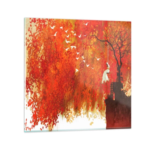 Quadro em vidro - Será que vai voar com eles? - 50x50 cm