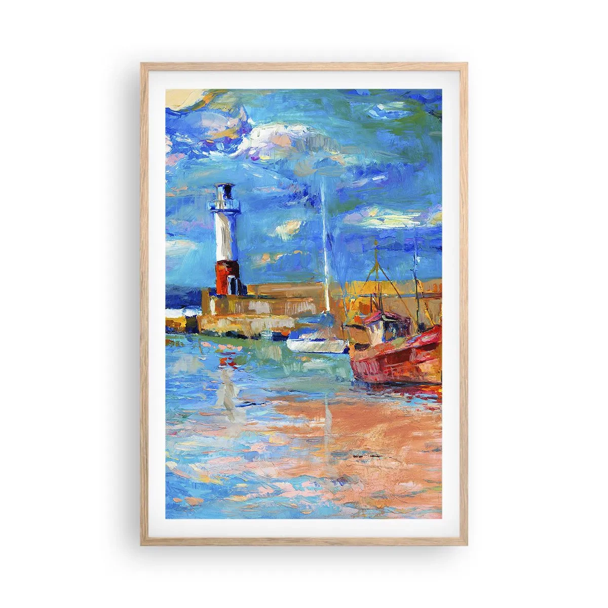 Pôster com moldura de carvalho claro - Tarde na baía do arco-íris - 61x91 cm