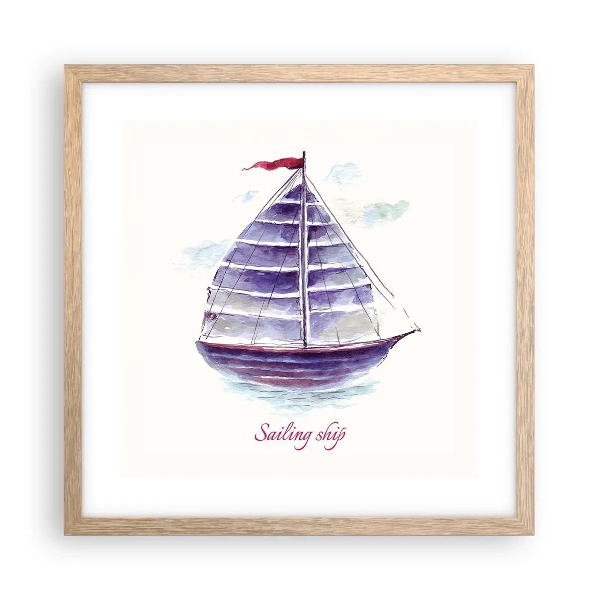 Pôster com moldura de carvalho claro - Cheio de velas e águas calmas - 40x40 cm