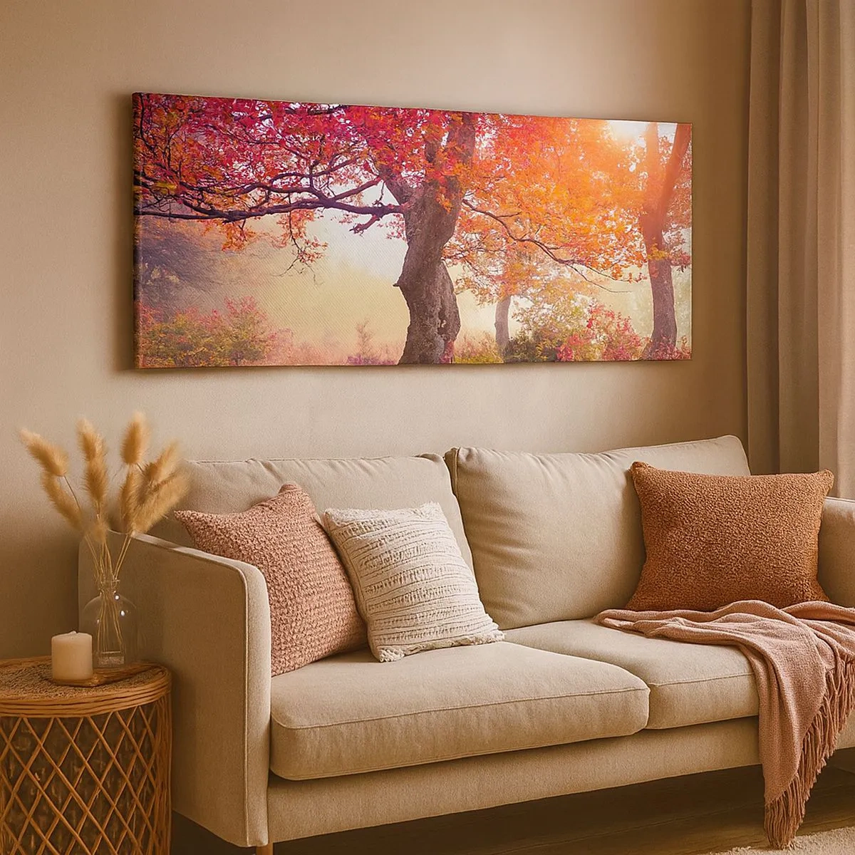 Quadro em tela - Um frenesi de florescimento - 100x40 cm