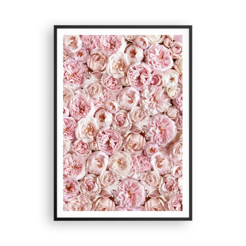 Pôster com moldura preta - Uma cama de rosas - 70x100 cm