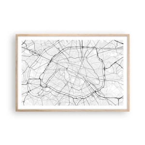 Pôster com moldura de carvalho claro - Flor de Paris - 91x61 cm