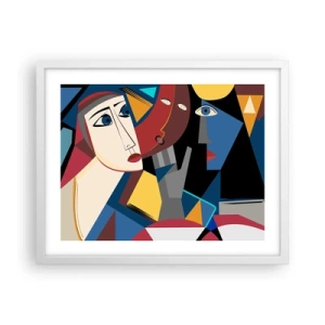 Pôster em moldura branca - Uma conversa entre cubistas - 50x40 cm