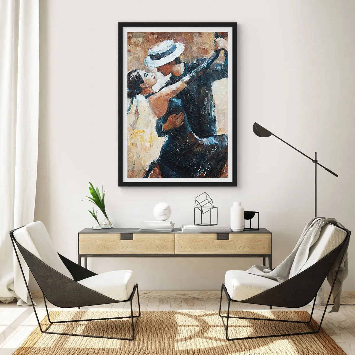 Pôster com moldura preta - Dançarinos em uma pose artística elegante - 50x70cm - A la Rudolf Valentino - Decoração de parede moderna para a sala de estar e quarto ARTTOR