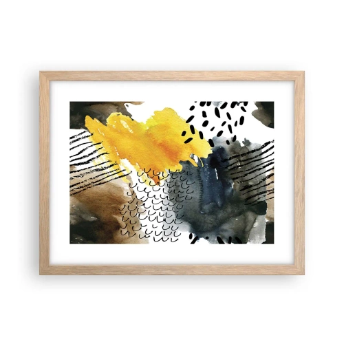 Pôster com moldura de carvalho claro - Reunião dos elementos da natureza - 40x30 cm