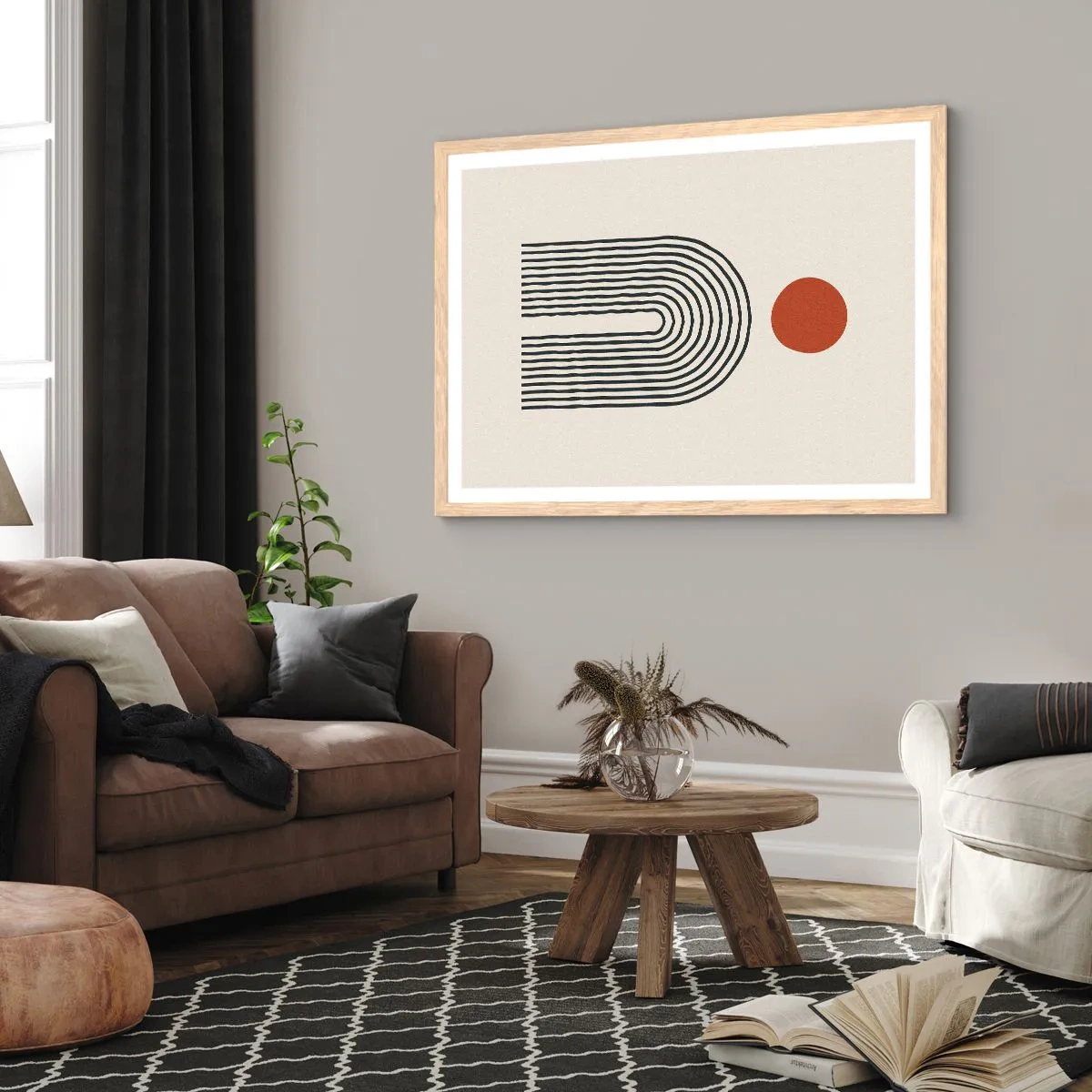 Pôster com moldura de carvalho claro - Magnetismo de formas e cores - 100x70 cm