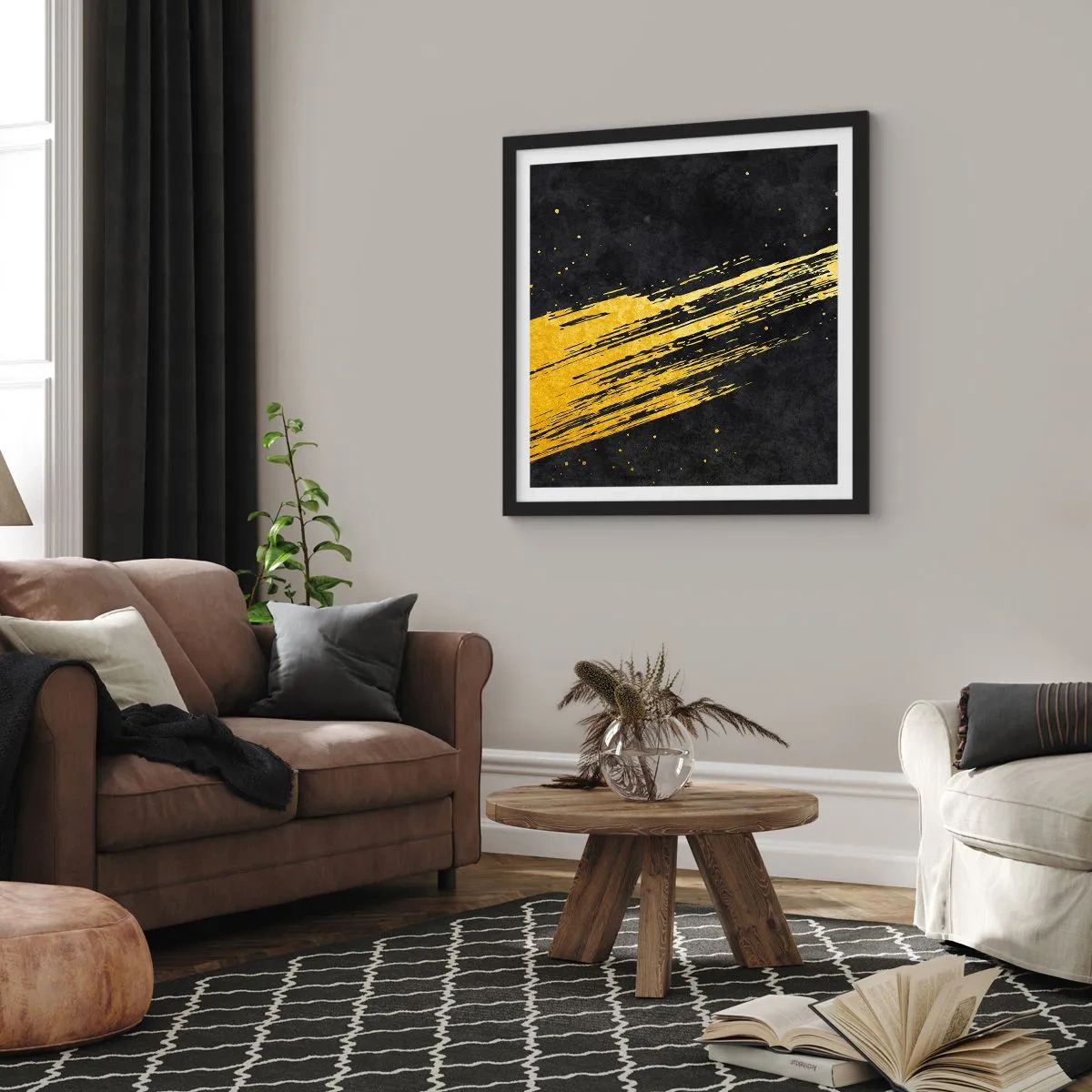 Pôster com moldura preta - Salto para o hiperespaço - 60x60 cm