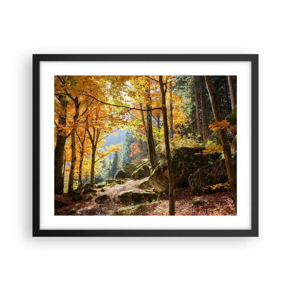 Pôster com moldura preta - Tempo para descansar - 50x40 cm