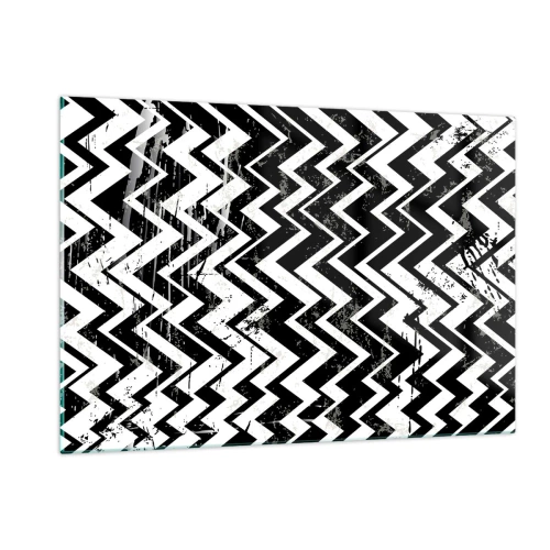 Quadro em vidro - Zig-branco, zag-preto - 120x80 cm