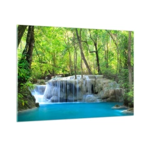 Quadro em vidro - Afogar-se na turquesa e vegetação - 100x70 cm