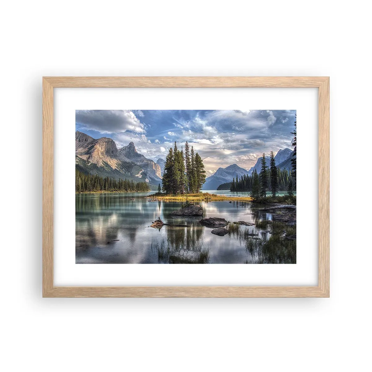 Pôster com moldura de carvalho claro - Por águas grandes e límpidas… - 40x30 cm