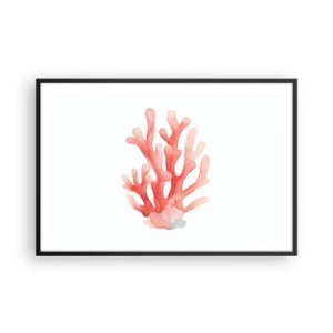 Pôster com moldura preta - Coral de cor coral - 91x61 cm