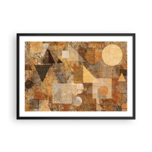 Pôster com moldura preta - Estudo Cubista em Bronze - 70x50 cm
