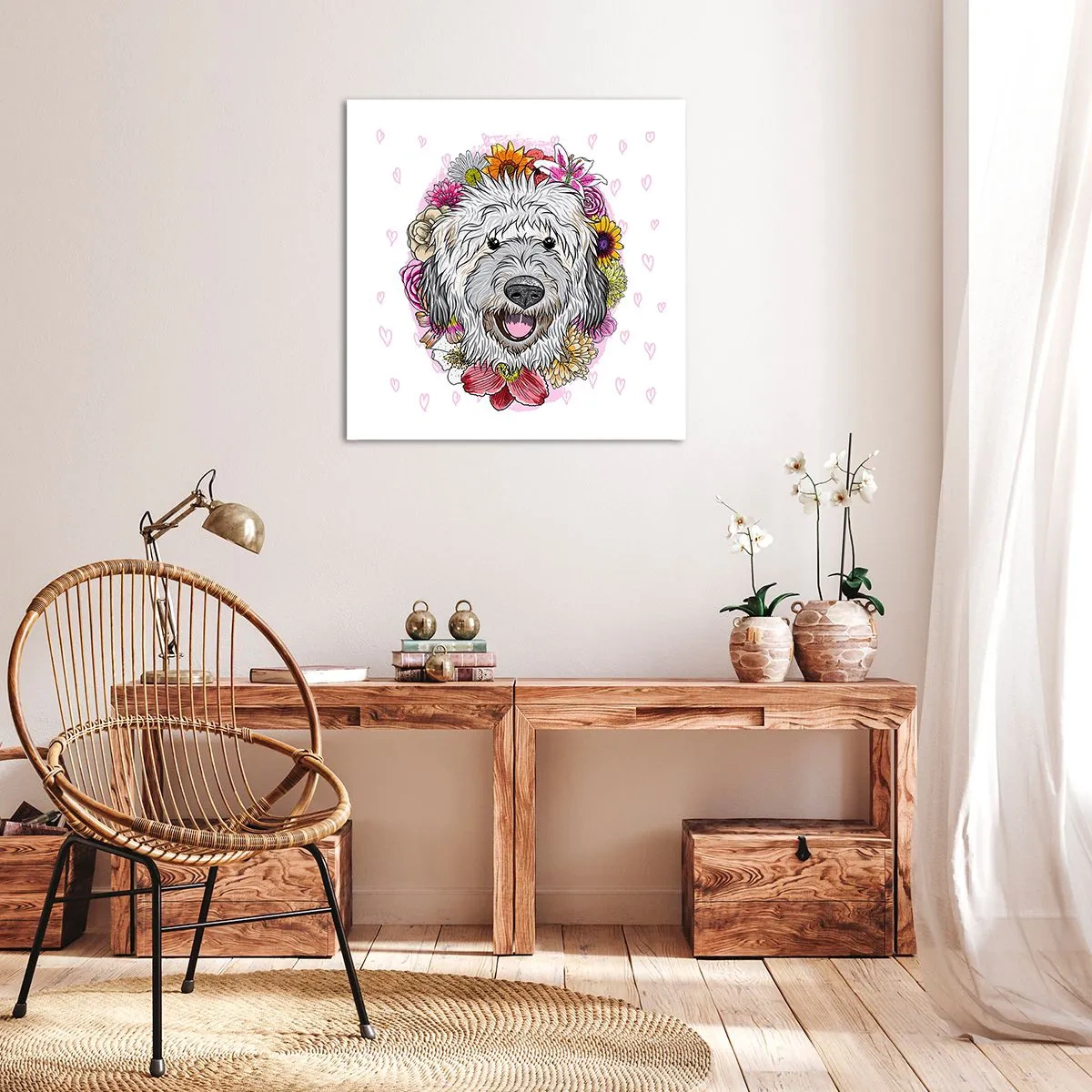 Quadro em tela - Alegria de cachorrinho - 70x70 cm
