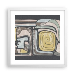 Pôster em moldura branca - Abstração no espírito pré-colombiano - 40x40 cm
