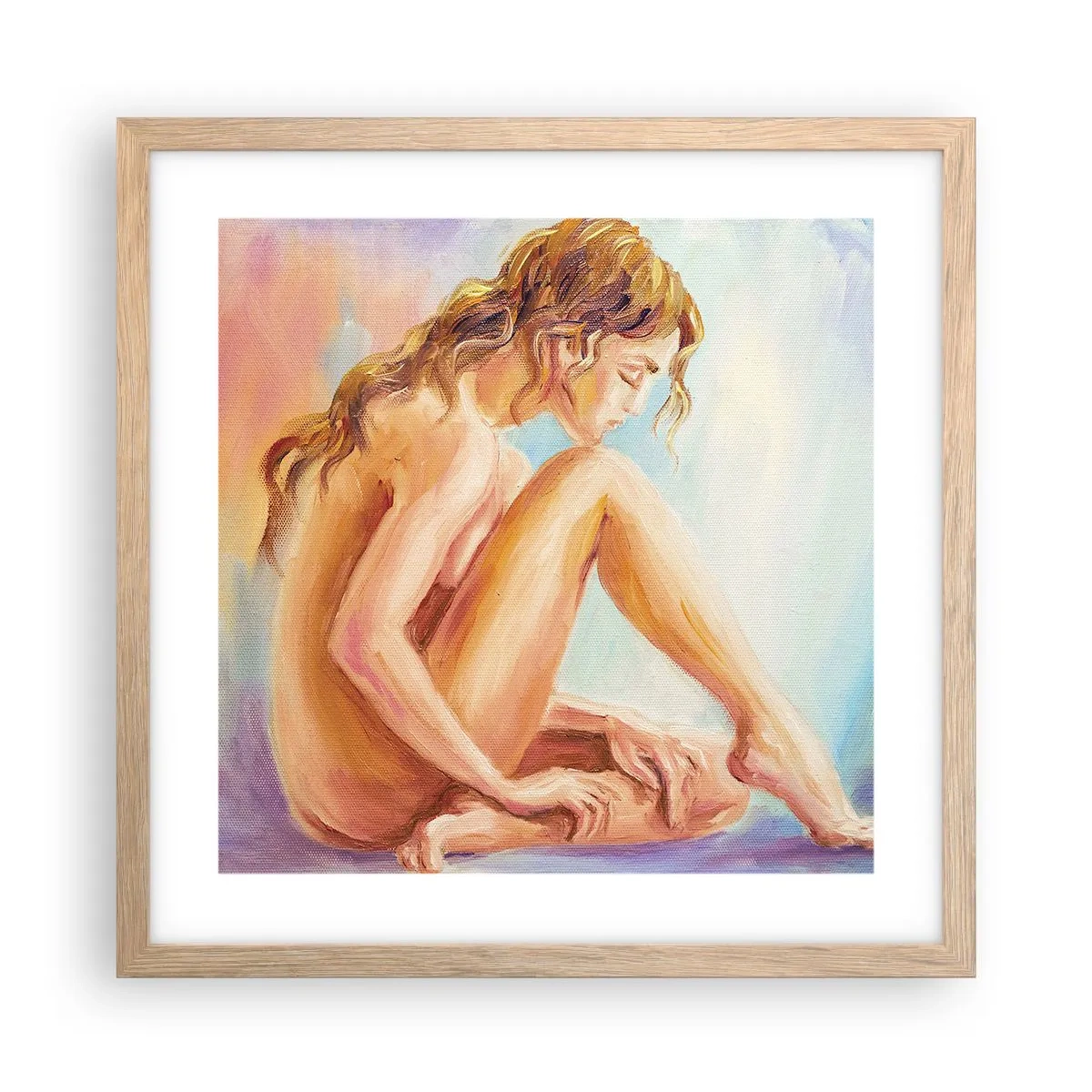 Pôster com moldura de carvalho claro - Ato de juventude - 40x40 cm