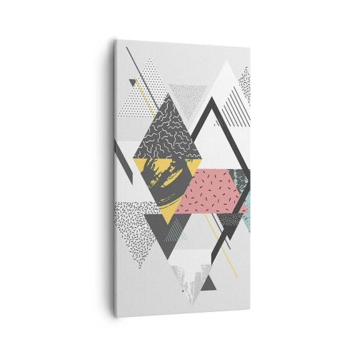 Quadro em tela - Variações do triângulo e losango - 55x100 cm