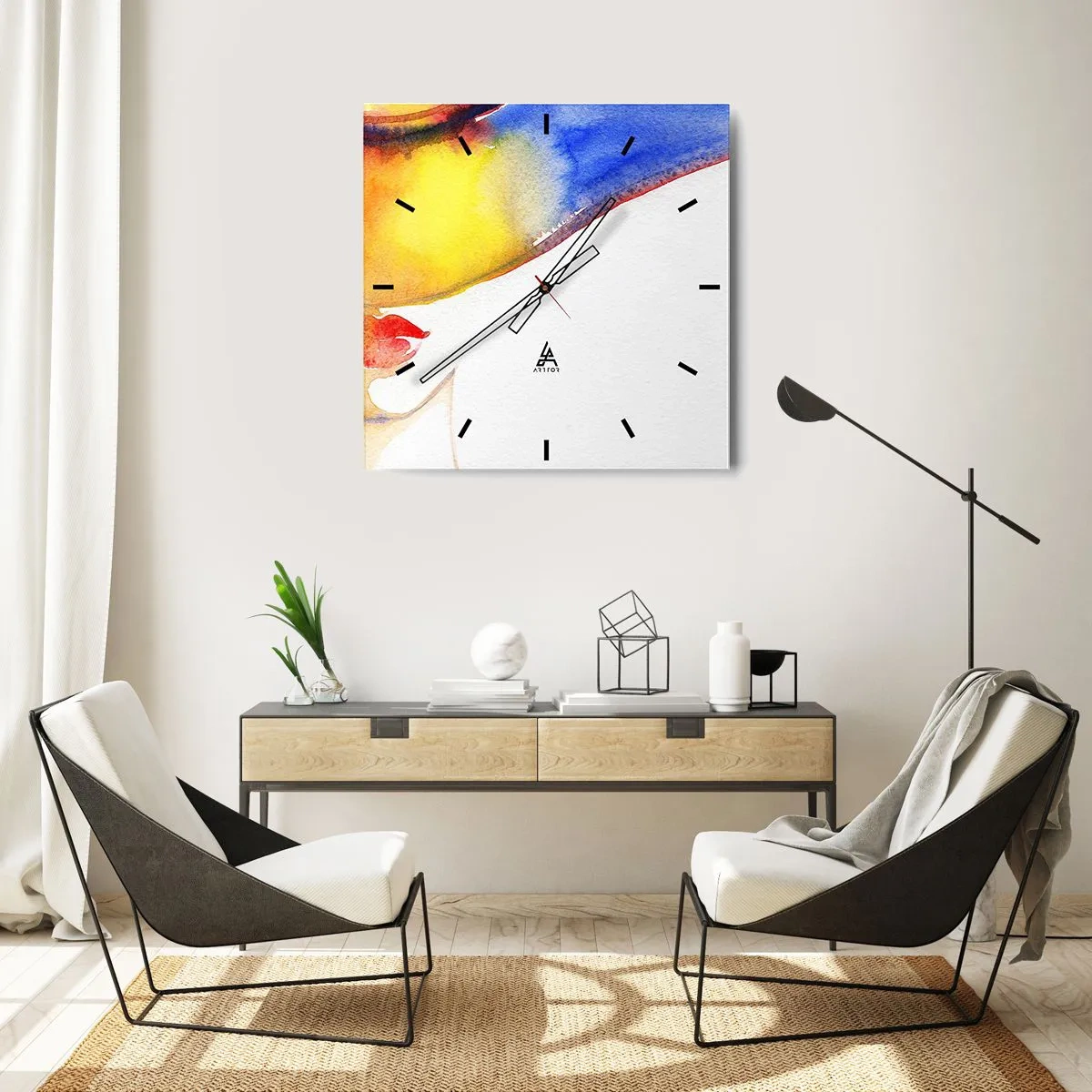 Relógio de parede - Relógio em vidro - Retrato de uma dama    - 30x30 cm