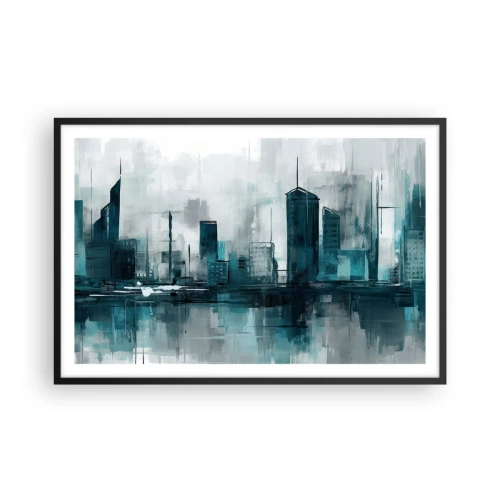 Pôster com moldura preta - Uma cidade da cor da chuva - 91x61 cm